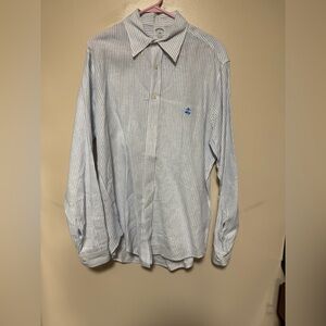 Blue and white striped linen button down